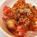 なーなちゃん's cooksnap of when they made 【5分】冷やしトマト☆キムチごま油和え.