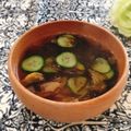 Satoco❋'s cooksnap of when they made 冷たいもずくキムチスープ♪簡単キュウリで.