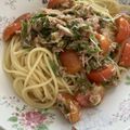 michinisa's cooksnap of when they made ポン酢で簡単トマトとツナの冷製パスタ.