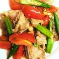 やえまりも's cooksnap of when they made 豚肉オクラトマトの炒め物.