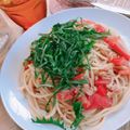 Kishinko's cooksnap of when they made ポン酢で簡単トマトとツナの冷製パスタ.