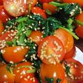 ＊もぐもぐ45＊'s cooksnap of when they made ミニトマトとほうれん草のナムル.