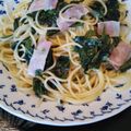 あるまじーろ♪'s cooksnap of when they made ベーコンとモロヘイヤのパスタ.