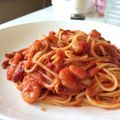 黒柴はな♪'s cooksnap of when they made 海老とイカのトマトソースパスタ.