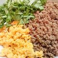 ゆゆ式's cooksnap of when they made 甘くて子ども大好き♡三色そぼろ丼‪ꔛ‬♡.