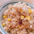 ☆３匹の子ぶた☆'s cooksnap of when they made コーンと鮭フレークのポン酢炊き込みごはん.