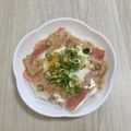 クック4P73QB☆'s cooksnap of when they made 深煎りごまドレッシングで！ハムエッグ.