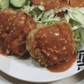 kuuminnie's cooksnap of when they made 豚こま肉のジューシーひとくちカツ.