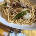 ひこにゃん＊'s cooksnap of when they made めんつゆで、キャベツと豚バラの和風パスタ.