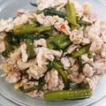 あたりめっこ's cooksnap of when they made つるむらさきと豚こまのピリ辛ニンニク炒め.