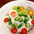 ルぴあ's cooksnap of when they made とろろとオクラのサラダそば～温玉のせ～.