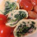 ☆コムギ☆'s cooksnap of when they made お弁当に♪ほうれん草とベーコンの卵焼き.