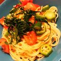 りんごAME's cooksnap of when they made トマトとオクラの簡単パスタ.