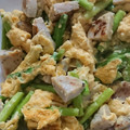 さやぞ～'s cooksnap of when they made ハムとアスパラの☆卵炒め.