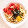 TO_chiharu's cooksnap of when they made ポン酢とオリーブ油の釜たまサラダうどん.