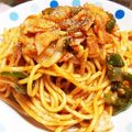 kakeaimama's cooksnap of when they made ちゃんぽん麺でナポリタン ちゃぽりたん♪.