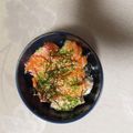 よちりん's cooksnap of when they made 漬けサーモン山芋とろろ丼.