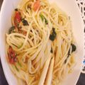 komugiko4's cooksnap of when they made ほうれん草とトマトのツナスパゲティ.