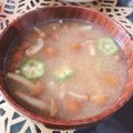 komugiko4's cooksnap of when they made なめこ・長芋・オクラのお味噌汁.