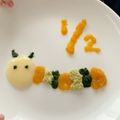 ちょこ05's cooksnap of when they made ハーフバースデー ☆ あおむし風プレート.