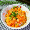 haruku221's cooksnap of when they made 揚げ玉とカニカマの玉子とじ丼♪.