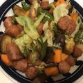 花花里's cooksnap of when they made キャベツとウインナーのニンニクバター炒め.