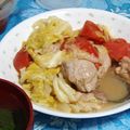 huwapon's cooksnap of when they made キャベツとチキンのペペロンチーノ風.
