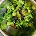 mm0904's cooksnap of when they made つるむらさきとおくらのおひたし.