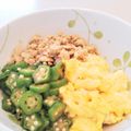 イエローバード's cooksnap of when they made オクラの三色丼.