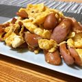 ちっち123's cooksnap of when they made もう一品！簡単 たまごとウインナー炒め.