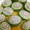 由芽15's cooksnap of when they made レンジで簡単☆ゴーヤの肉詰め.