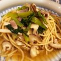 ぱちぱちの日's cooksnap of when they made ほうれん草&きのこ&ベーコンの和風パスタ.