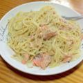 クックIK4DS8☆'s cooksnap of when they made 鮭とほうれん草のクリームパスタ.