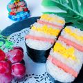 Campstar's cooksnap of when they made スパムの缶で作るミルフィーユおにぎらず.