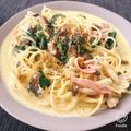 シェメ's cooksnap of when they made 鮭ときのこのカルボナーラ＊カレークリーム.