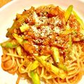 ＠ERiNA's cooksnap of when they made アスパラガスのトマトソーススパゲッティー.