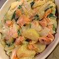 megomo's cooksnap of when they made 鮭とじゃがいもとほうれん草のグラタン.