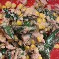 kohamajima's cooksnap of when they made お弁当にも！おくらのツナマヨコーン.