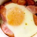 rie612rie's cooksnap of when they made キャベツとソーセージで巣籠もり卵.