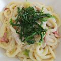 CHICHICAT's cooksnap of when they made ゴマたっぷり♪豆乳カルボナーラうどん.