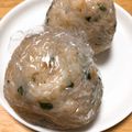 p♡angel's cooksnap of when they made 大葉と明太子の揚げ玉おにぎり.