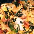 桜月❀咲良mommy's cooksnap of when they made サバ味噌缶とほうれん草の卵とじ.