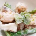 ☆ミーハー☆'s cooksnap of when they made エビとアスパラ椎茸のクリーミーサラダ～☆.