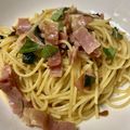 みなと食堂's cooksnap of when they made ＊ベーコンとフレッシュバジルのパスタ＊.