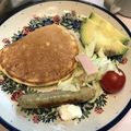 mari*'s cooksnap of when they made HM豆腐バナナ味見で無くなるホットケーキ.