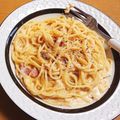 びっちぇ's cooksnap of when they made カルボナーラ（生クリームなし、全卵使用）.