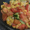クックプ～'s cooksnap of when they made きゅうりとトマトの卵炒め おかかマヨ風味.