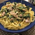 y☆109's cooksnap of when they made ほうれん草ときのこのクリームソースパスタ.