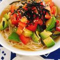 maasakob's cooksnap of when they made トマトとアボカドのあっさり素麺.