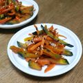 和☆2049's cooksnap of when they made お弁当に！人参とかぼちゃの胡麻きんぴら.
